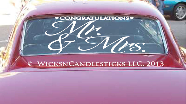 Wedding Car Decals Congratulations To The Mr. And Mrs.