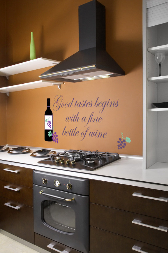 Kitchen Wall Decals-good Tastes Begins With A Fine Bottle Of Wine