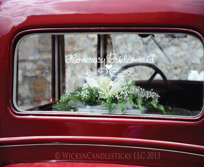 Bridal Party Car Decals - The Honorary Bridesmaid
